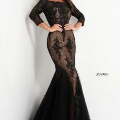 Jovani 3376 Black Lace Mermaid Evening Dress Off The Shoulder 11 Jovani 3376 Black Lace Mermaid Evening Dress Off The Shoulder