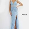 Jovani 55796 V Neckline Embellished Prom Dress With Feather Skirt