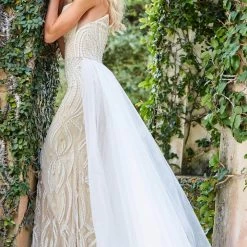 Jovani Bridal JB06673 Long Fitted Embellished Peak Wedding Dress Overskirt Bridal Gown