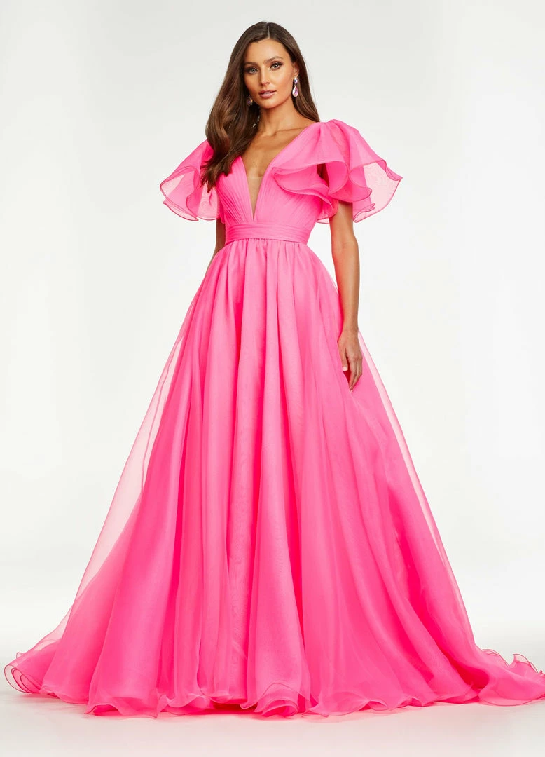 Ashleylauren Ashley Lauren 11153 Organza Prom Dress Ball Gown With Flutter Sleeve 10 Ashleylauren Ashley Lauren 11153 Organza Prom Dress Ball Gown With Flutter Sleeve