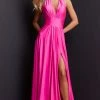 JVN By Jovani Jovani JVN08640 Long A Line Maxi Slit Prom Dress Halter V Neck Pockets Stretch