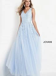 Jovani Kids K00367 Long Girls A Line Ballgown Dress V Neck Floral Pageant Gown