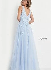 Jovani Kids K00367 Long Girls A Line Ballgown Dress V Neck Floral Pageant Gown