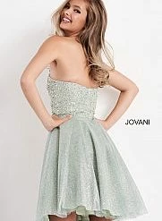 Jovani Kids K04445 Girls Short Fit And Flare Formal Cocktail Dress Strapless Embellished Short Prom Dresses