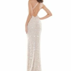 Colors K113 Long Fitted High Neck Sequin Beaded Formal Gown Prom Dress Pageant Backless Dresses