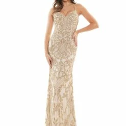 Colors K119 Long Fitted Sequin Beaded Formal Evening Gown Prom Dress Pageant Backless Dresses