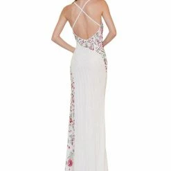 Colors K123 Long Beaded Floral Prom Dress Formal Pageant Gown Slit V Neck Backless Backless Dresses