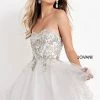Jovani Kids K2170 Silver Fit & Flare Short Girls Dress Sequin Embellished Gown Party Short Prom Dresses