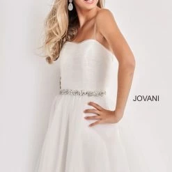 Jovani Kids K4761 Short Fit & Flare Girls Cocktail Party Dress Crystal Belt Tulle