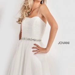 Jovani Kids K4761 Short Fit & Flare Girls Cocktail Party Dress Crystal Belt Tulle