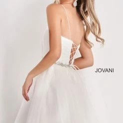 Jovani Kids K4761 Short Fit & Flare Girls Cocktail Party Dress Crystal Belt Tulle