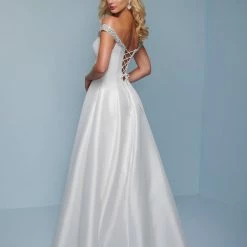 In Stock Splash Prom K524 Size 6 Off The Shoulder Satin A Line Prom Dress Pageant Gown Pageant Dress