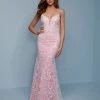 Corset Dresses Splash Prom K533 Lace Long Prom Dress With Plunging V Neckline Lace Up Tie Open Back