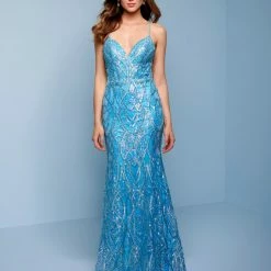 Splash Prom K534 Embellished Long Mermaid Prom Dress Evening Gown V Neckline