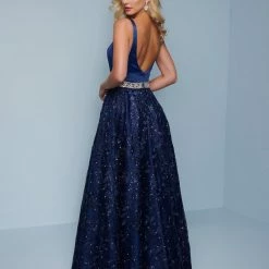 Long Prom Dresses Splash Prom K535 Embellished Lace A Line Prom Dress Evening Gown Embellished Belt