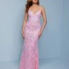Splash Prom K548 V Neckline Sequin Embellished Column Prom Dress With Strappy Back Sequin Dresses