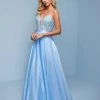 Long Prom Dresses Splash Prom K549 Embellished Satin A Line Long Prom Dress Evening Gown V Neckline