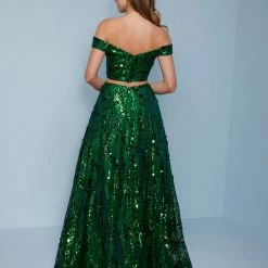 Splash Prom K556 Off The Shoulder Two Piece Prom Dress With Paillette Sequins Sequin Dresses