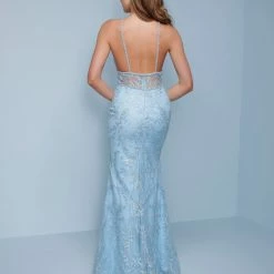 Splash Prom K558 High Neckline Lace Column Prom Dress Sheer Evening Gown Long Prom Dresses