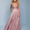 Splash Prom K559 Shimmer Crepe Long A Line Prom Dress Embellished Bodice