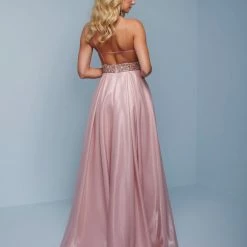 Splash Prom K559 Shimmer Crepe Long A Line Prom Dress Embellished Bodice
