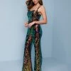Sequin Dresses Splash Prom K563 Long Sequin Jumpsuit Lace Up Tie Corset Back Straight Neckline
