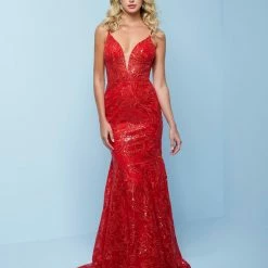 Splash Prom K567 Plunging Neckline Long Sequin Lace Prom Dress Pageant Gown