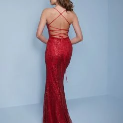 Splash Prom K572 Sequin Embellished Two Piece Column Prom Dress Slit Corset Lace Up Tie Sequin Dresses