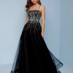 Splash Prom K577 Straight Neckline Embellished Tulle Prom Dress Ball Gown Sequins Tulle Ballgown Dresses