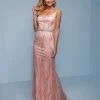 Long Prom Dresses Splash Prom K582 Embellished Tulle Column Prom Dress Scoop Neckline Evening Gown