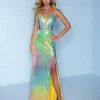 Sequin Dresses Splash Prom Landa K617 Long Fitted Ombre Rainbow Sequin Prom Dress Formal Gown