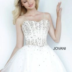 Corset Dresses Jovani Kids K62533 Short Girls Fit Flare Party Dress Cocktail Corset Beaded Pageant