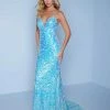 Splash Prom K639 Long Fitted Sequin Backless Corset Prom Dress V Neck Formal Gown