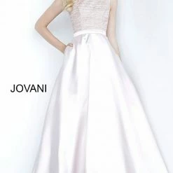 Jovani Kids K64808 Tea Length Glitter Girl Dress Pockets Formal Party Gown A Line