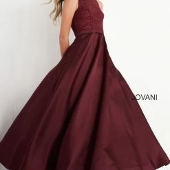 Jovani Kids K64808 Tea Length Glitter Girl Dress Pockets Formal Party Gown A Line