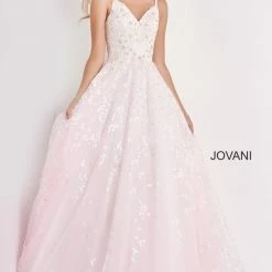 Ballgown Dresses Jovani Kids K65648 Long Glitter Shimmer Embellished Girls Pageant Dress Gown V Neck