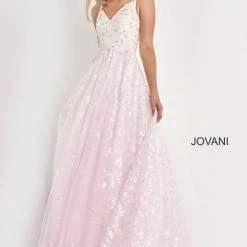 Ballgown Dresses Jovani Kids K65648 Long Glitter Shimmer Embellished Girls Pageant Dress Gown V Neck