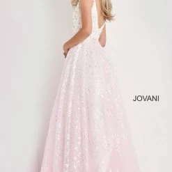 Ballgown Dresses Jovani Kids K65648 Long Glitter Shimmer Embellished Girls Pageant Dress Gown V Neck