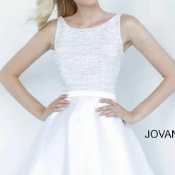 Metallic Dresses Jovani Kids K66600 Girls Short Glitter Boat Neck Party Dress Semi Formal Gown