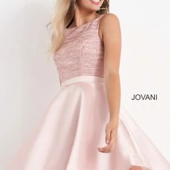 Metallic Dresses Jovani Kids K66600 Girls Short Glitter Boat Neck Party Dress Semi Formal Gown