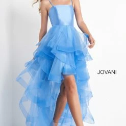 Jovani Kids K66708 Tulle Ruffle High Low Girls Formal Dress Party Gown Short Long Long Prom Dresses