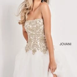 Jovani Kids K66720 Girls Strapless Short Embellished Cocktail Gown Formal Party