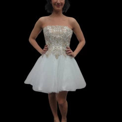 Jovani Kids K66720 Girls Strapless Short Embellished Cocktail Gown Formal Party