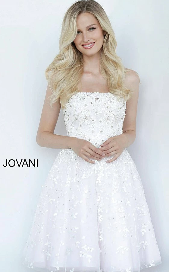 Jovani Kids K68026 Fit & Flare Short Gown Floral Kids Formal Party Dress White Pink Short Prom Dresses 5 Jovani Kids K68026 Fit & Flare Short Gown Floral Kids Formal Party Dress White Pink Short Prom Dresses