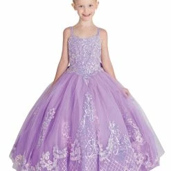In Stock DQ K800 Size 4 Lilac Girls Iridescent Sequin Ballgown Pageant Dress Corset Bow Glitter Ballgown Dresses