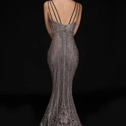 Nina Canacci 8190 Plunging Neckline Mermaid Prom Dress Triple Straps Embellished