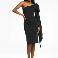 Ashleylauren Ashley Lauren 4480 Cocktail Dress Knee Length One Long Sleeve With Bow 20 Ashleylauren Ashley Lauren 4480 Cocktail Dress Knee Length One Long Sleeve With Bow