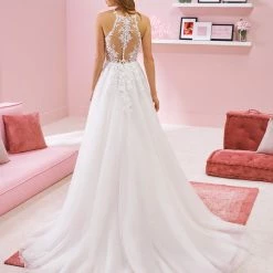 White One Bridal KIM Pronovias Wedding Dress Tulle Skirt Illusion Lace Halter Neckline 7 White One Bridal KIM Pronovias Wedding Dress Tulle Skirt Illusion Lace Halter Neckline