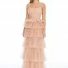 In Stock Ashley Lauren 1744 Blush Prom Dress Size 2 Ruffle Tiered Skirt Evening Gown