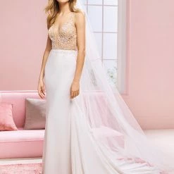 White One Bridal KYLIE Pronovias Wedding Dress Sheer Crystal Mermaid Gown Train 8 White One Bridal KYLIE Pronovias Wedding Dress Sheer Crystal Mermaid Gown Train